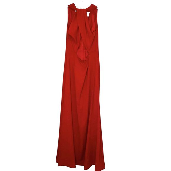 Jill Jill Stuart Dress Womens 6 Red Halter Gown Open Back V Neck Formal 4S1278 - Picture 2 of 9
